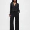 Eyelet V-Neck Peplum Top