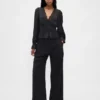 Eyelet V-Neck Peplum Top