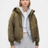 Faux Fur-Lined Hooded Utility Jacket