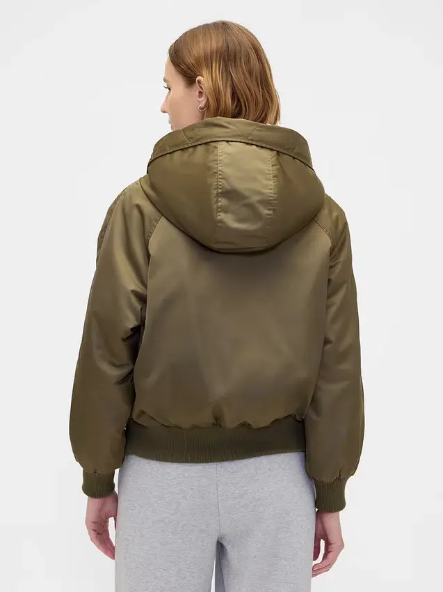 Faux Fur-Lined Hooded Utility Jacket