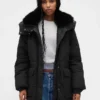 Faux Fur-Trim Midi Puffer Jacket