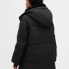 Faux Fur-Trim Midi Puffer Jacket