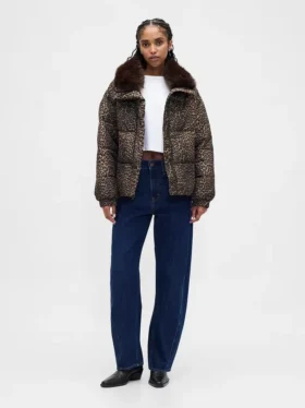Faux Fur-Trim Puffer Jacket