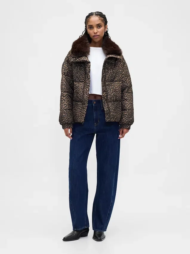Faux Fur-Trim Puffer Jacket