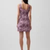 Floral Boatneck Open-Back Mini Dress