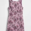 Floral Boatneck Open-Back Mini Dress