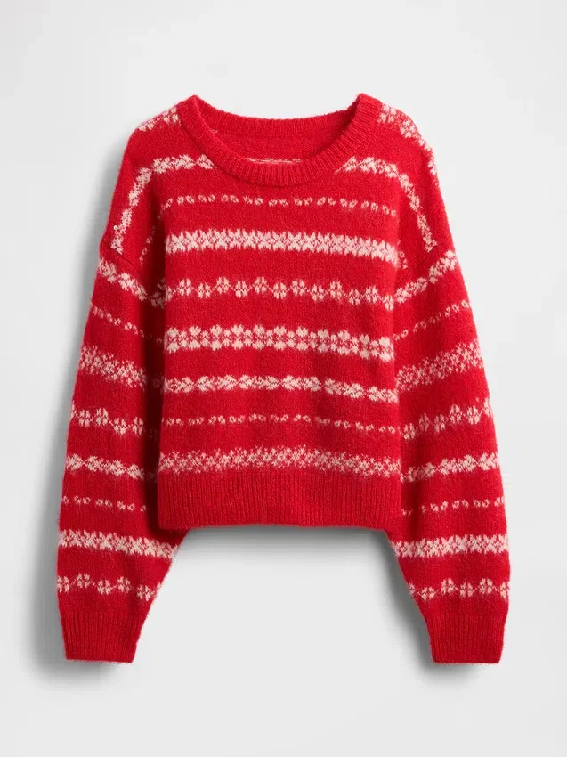 Fuzzy Oversized Crewneck Sweater