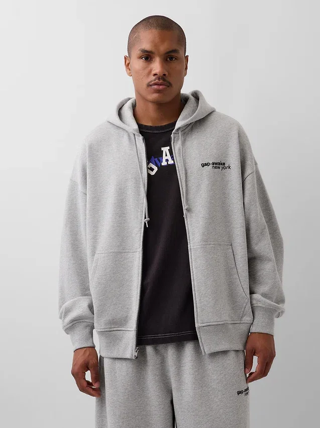 Gap × Awake Ny Heavyweight Oversized Logo Zip Hoodie
