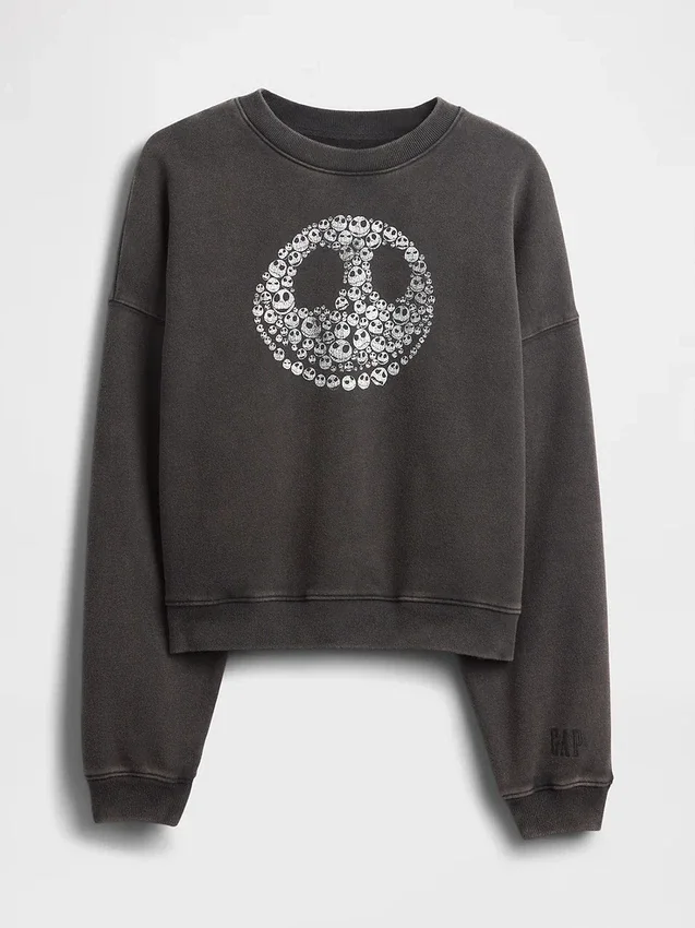 Gap × Disney Tim Burton's the Nightmare Before Christmas Heavyweight Skull Sweatshirt