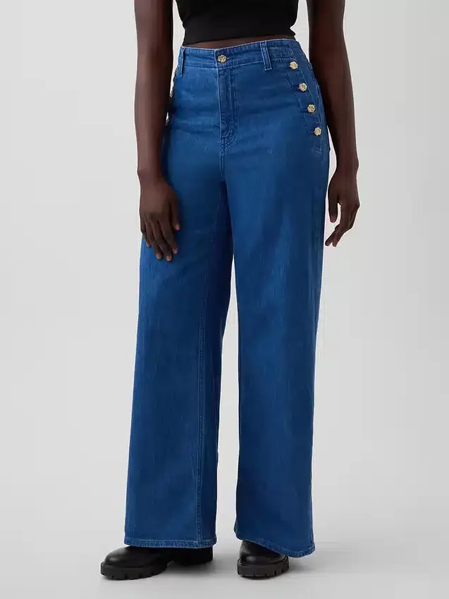 Gap × Hfr High Rise Pintuck Stride Wide-Leg Jeans by Atelier Ndigo