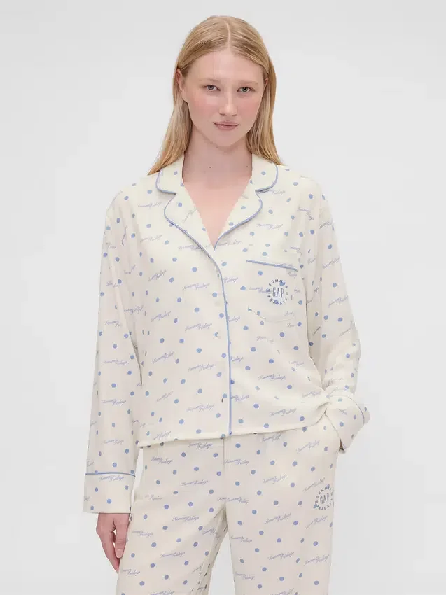 Gap × Summer Fridays Relaxed Flannel Dotted Pj Shirt