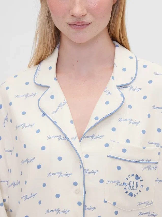 Gap × Summer Fridays Relaxed Flannel Dotted Pj Shirt
