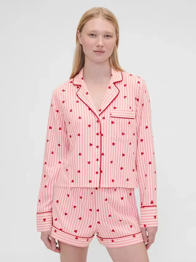 Gap × Summer Fridays Relaxed Flannel Hearts Pj Shirt