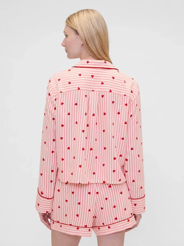 Gap × Summer Fridays Relaxed Flannel Hearts Pj Shirt