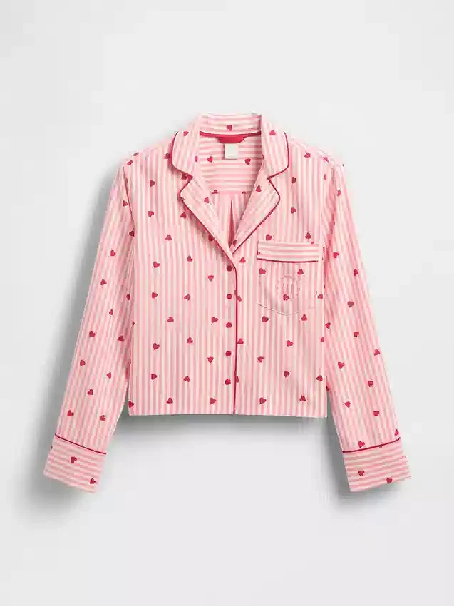 Gap × Summer Fridays Relaxed Flannel Hearts Pj Shirt
