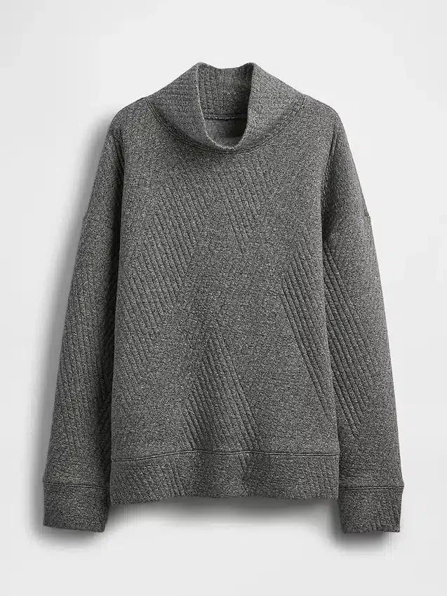 Gapfit Quilted Jacquard Knit Funnel-Neck Pullover