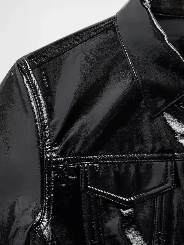Gapstudio Vegan Patent Leather Crop Jacket