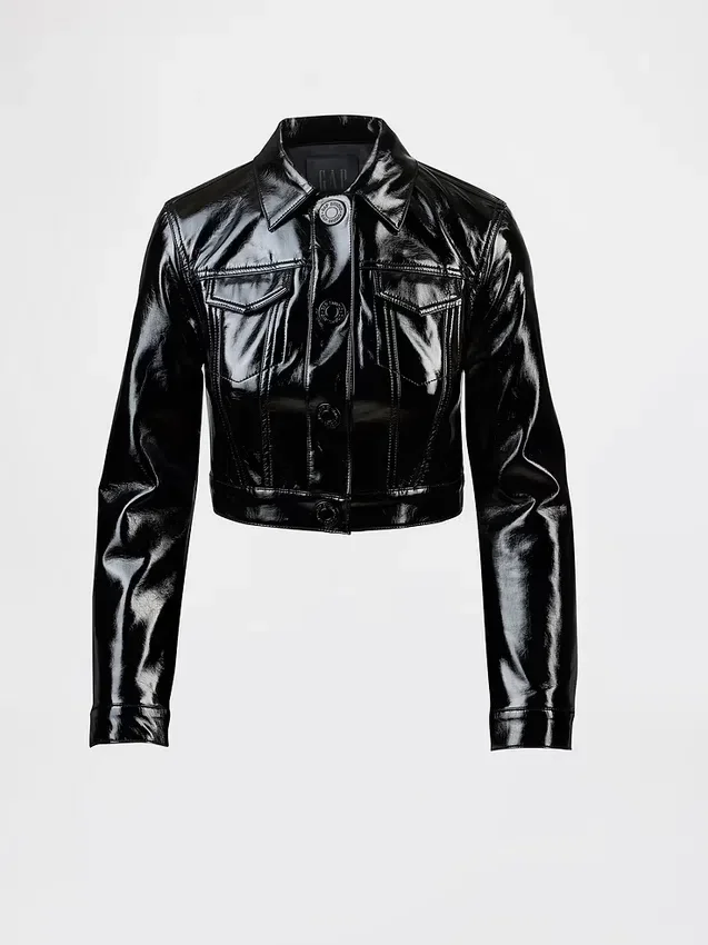 Gapstudio Vegan Patent Leather Crop Jacket