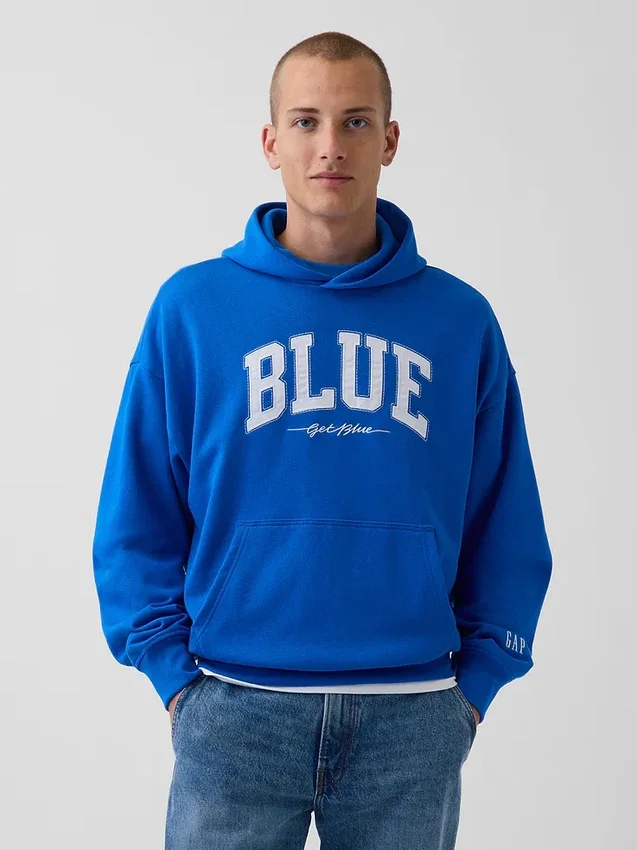 Get Blue Heavyweight French Terry Logo Hoodie