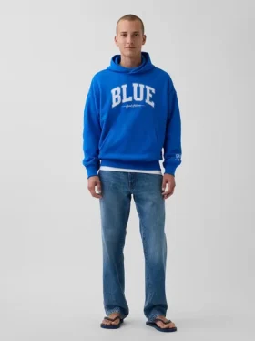 Get Blue Heavyweight French Terry Logo Hoodie