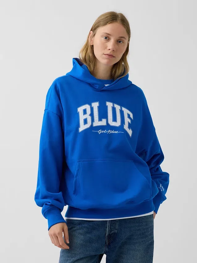 Get Blue Heavyweight French Terry Logo Hoodie