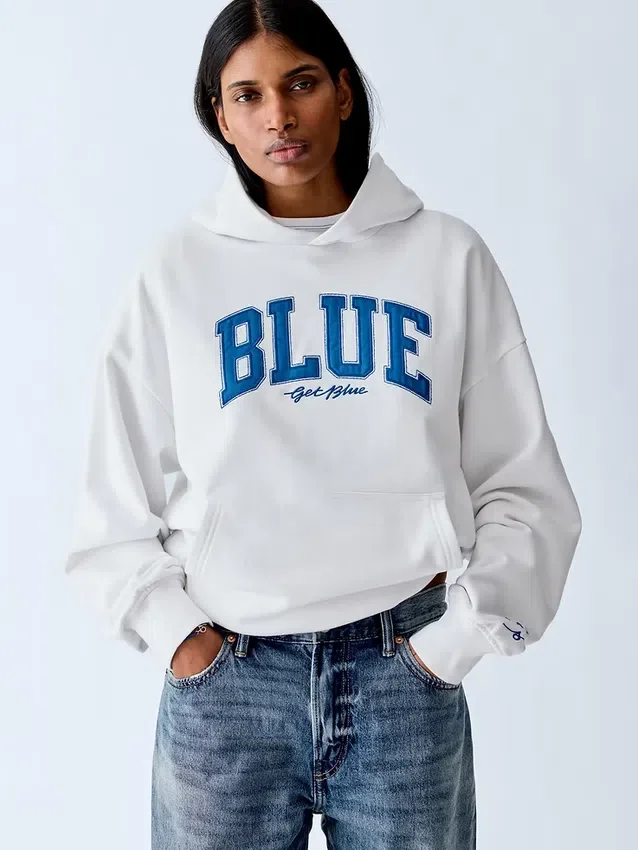Get Blue Heavyweight French Terry Logo Hoodie
