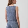 Gingham Denim Crop Shell Tank Top