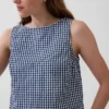Gingham Denim Crop Shell Tank Top