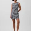 Gingham Denim Shift Mini Dress