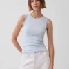 Gingham Pointelle Shell Tank Top