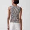 Gingham Pointelle Shell Tank Top