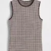 Gingham Pointelle Shell Tank Top