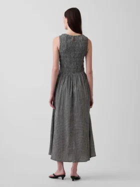 Gingham Smocked Drop-Waist Maxi Dress