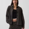 Heavyweight French Terry Oversized Button-Front Shirt