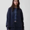 Heavyweight French Terry Oversized Button-Front Shirt