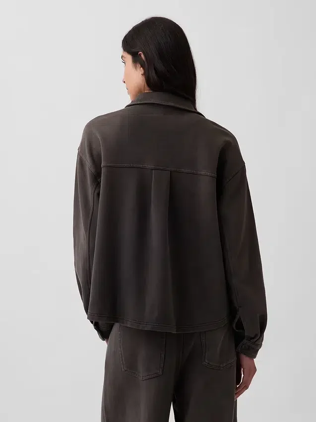 Heavyweight French Terry Oversized Button-Front Shirt