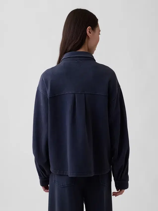 Heavyweight French Terry Oversized Button-Front Shirt