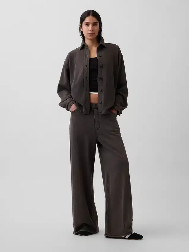 Heavyweight French Terry Oversized Button-Front Shirt