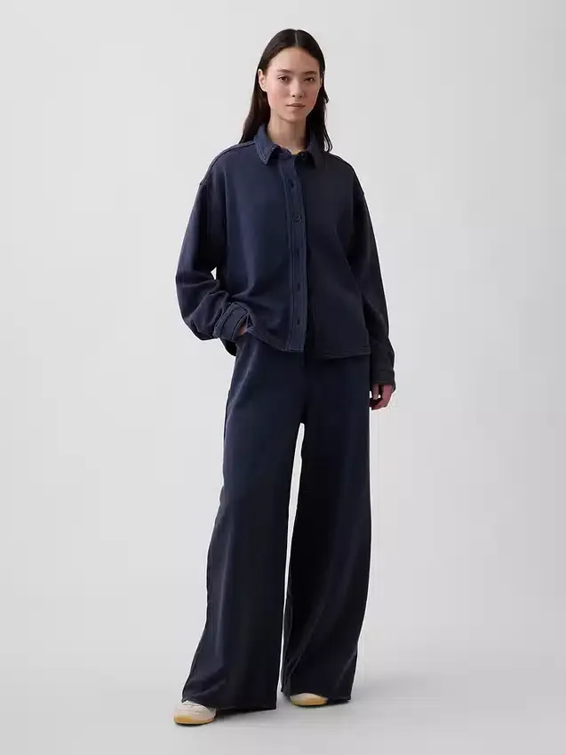 Heavyweight French Terry Oversized Button-Front Shirt