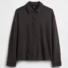 Heavyweight French Terry Oversized Button-Front Shirt
