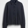 Heavyweight French Terry Oversized Button-Front Shirt