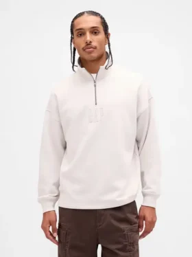 Heavyweight Oversized Logo Quarter-Zip Pullover