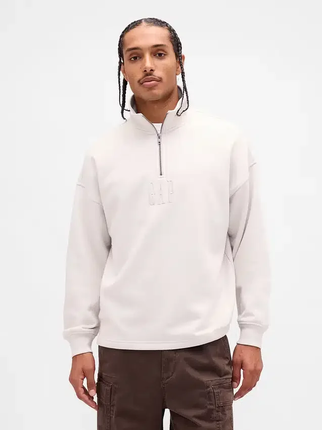Heavyweight Oversized Logo Quarter-Zip Pullover