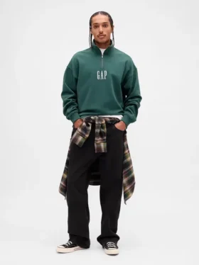 Heavyweight Oversized Logo Quarter-Zip Pullover