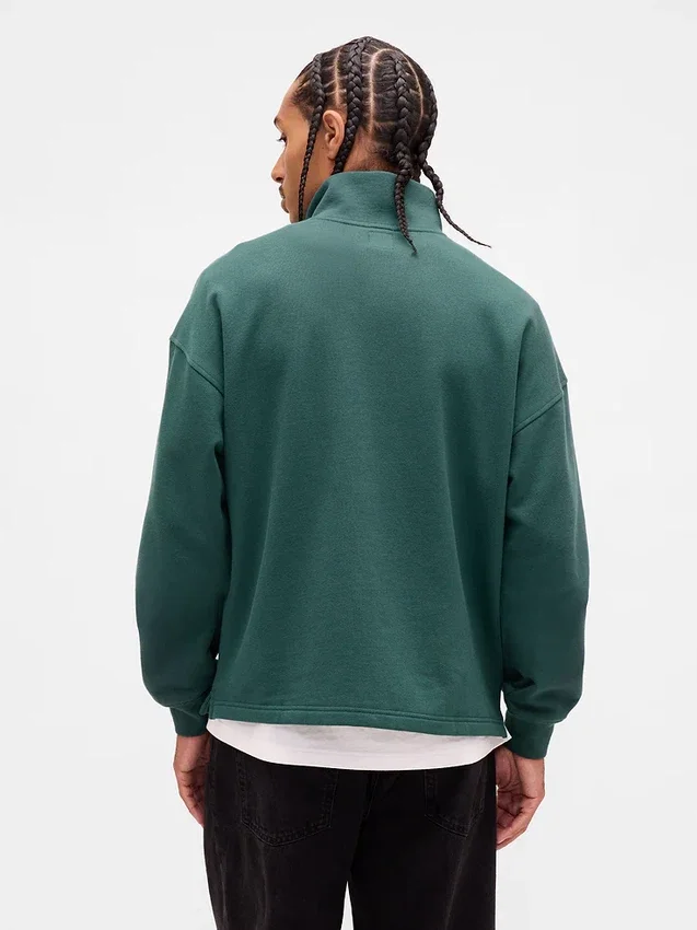 Heavyweight Oversized Logo Quarter-Zip Pullover