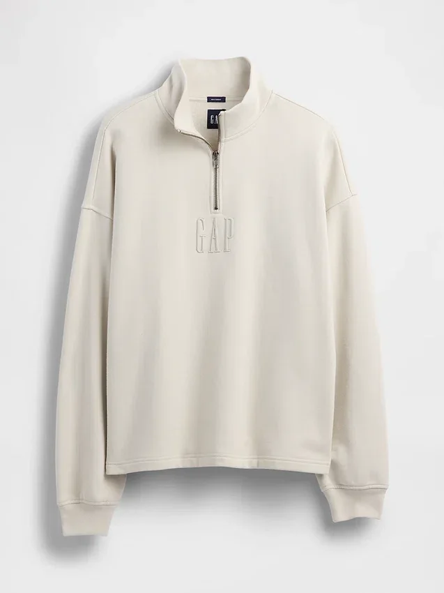 Heavyweight Oversized Logo Quarter-Zip Pullover