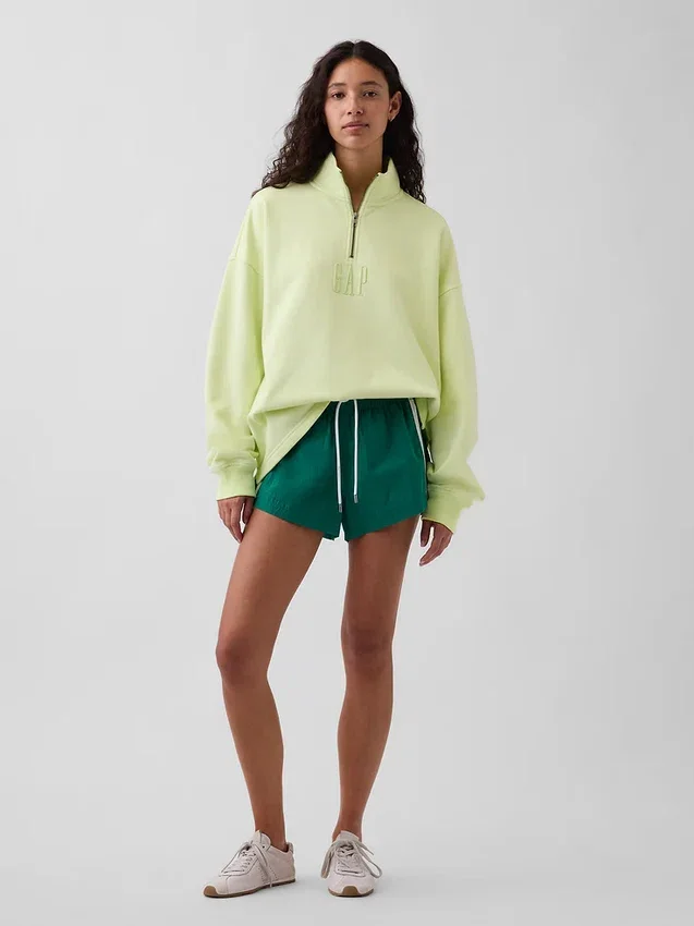 Heavyweight Oversized Logo Quarter-Zip Pullover