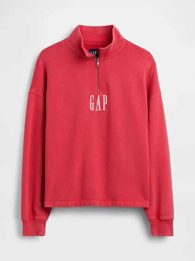 Heavyweight Oversized Logo Quarter-Zip Pullover