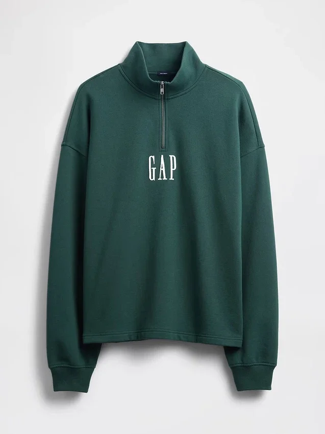 Heavyweight Oversized Logo Quarter-Zip Pullover