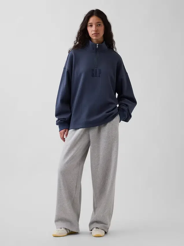 Heavyweight Oversized Logo Quarter-Zip Pullover